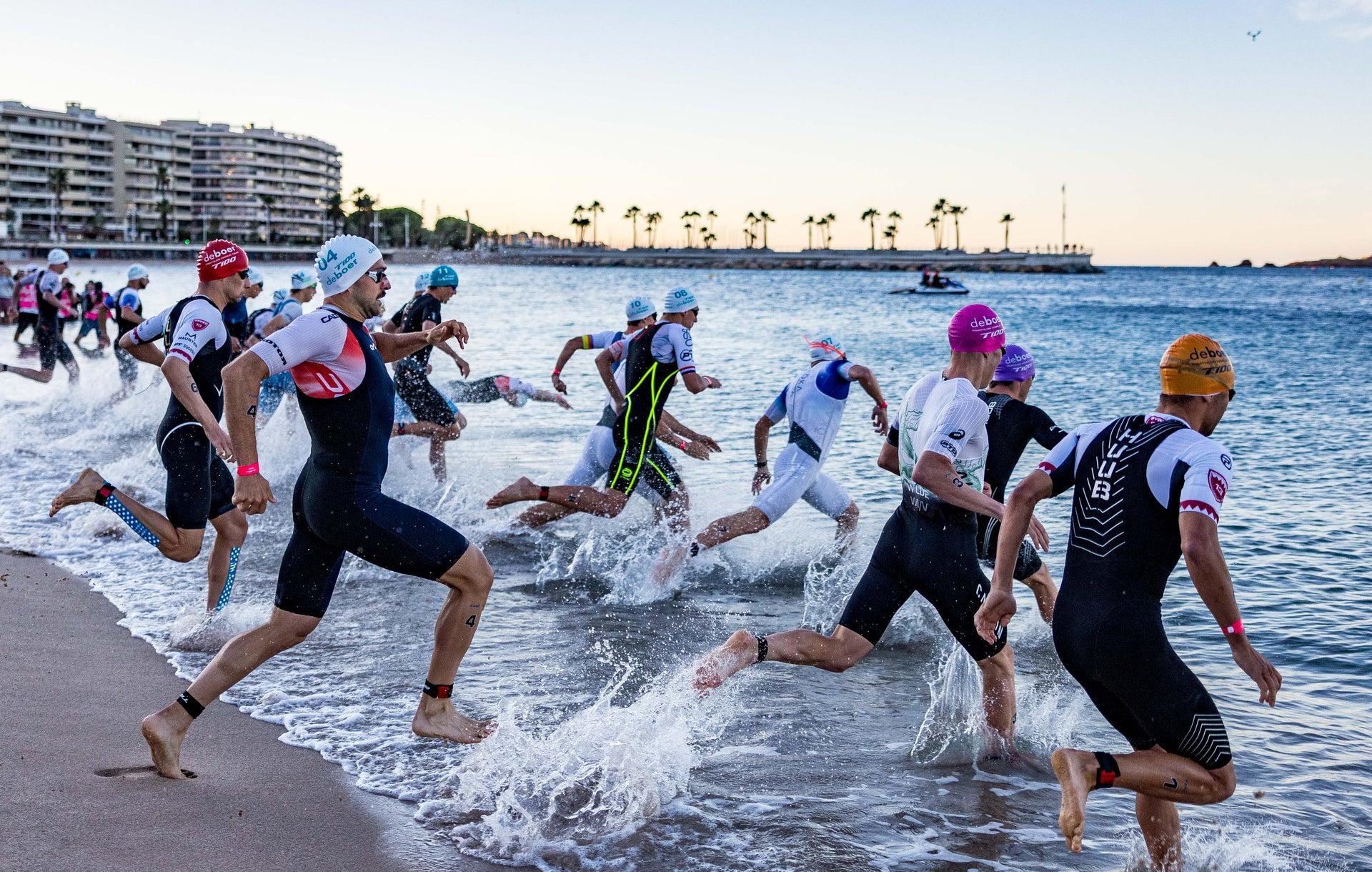 Athletes gathering for an open-water event