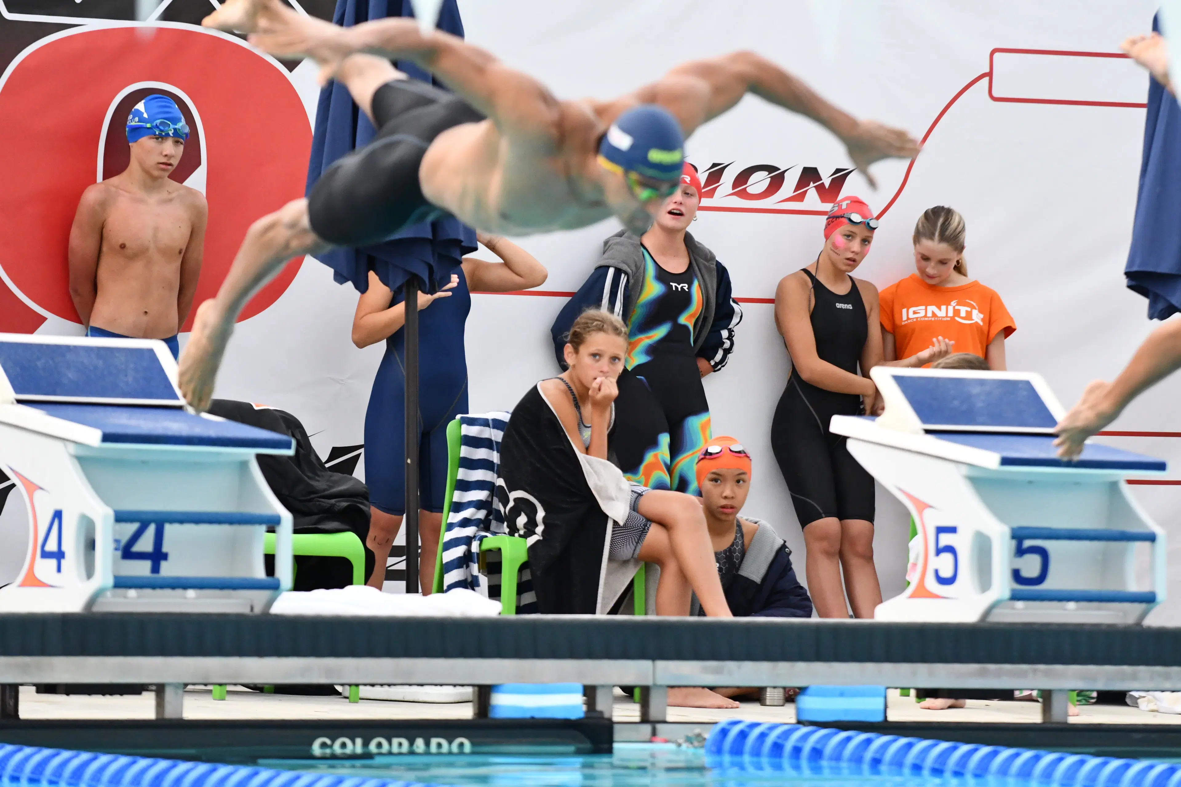 Athletes launching from the blocks